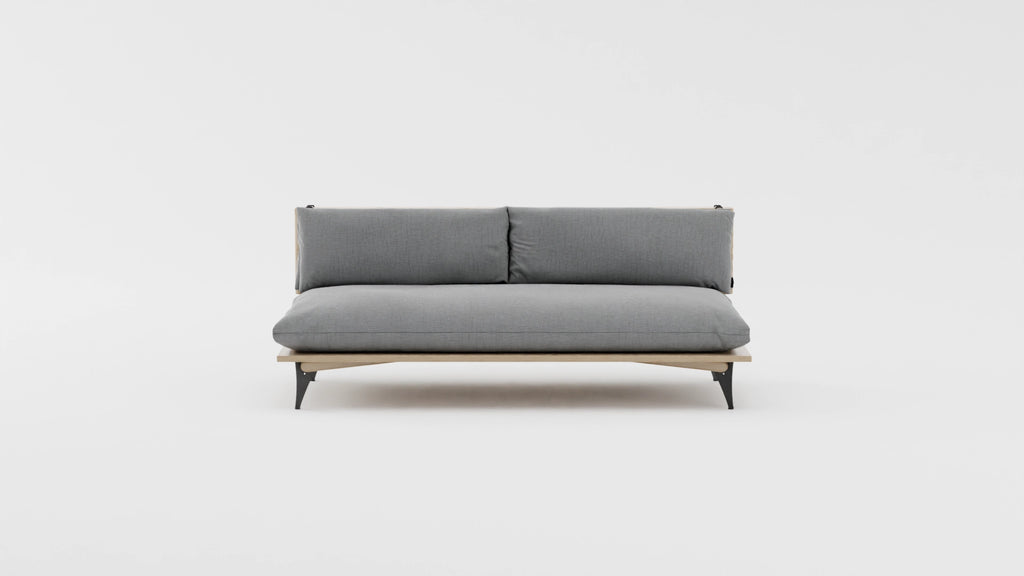 Space saving furniture - Transformable sofa and daybed. Sofa for small space. Transformable sofa in light grey color. Modern scandinavian sofa for small space.